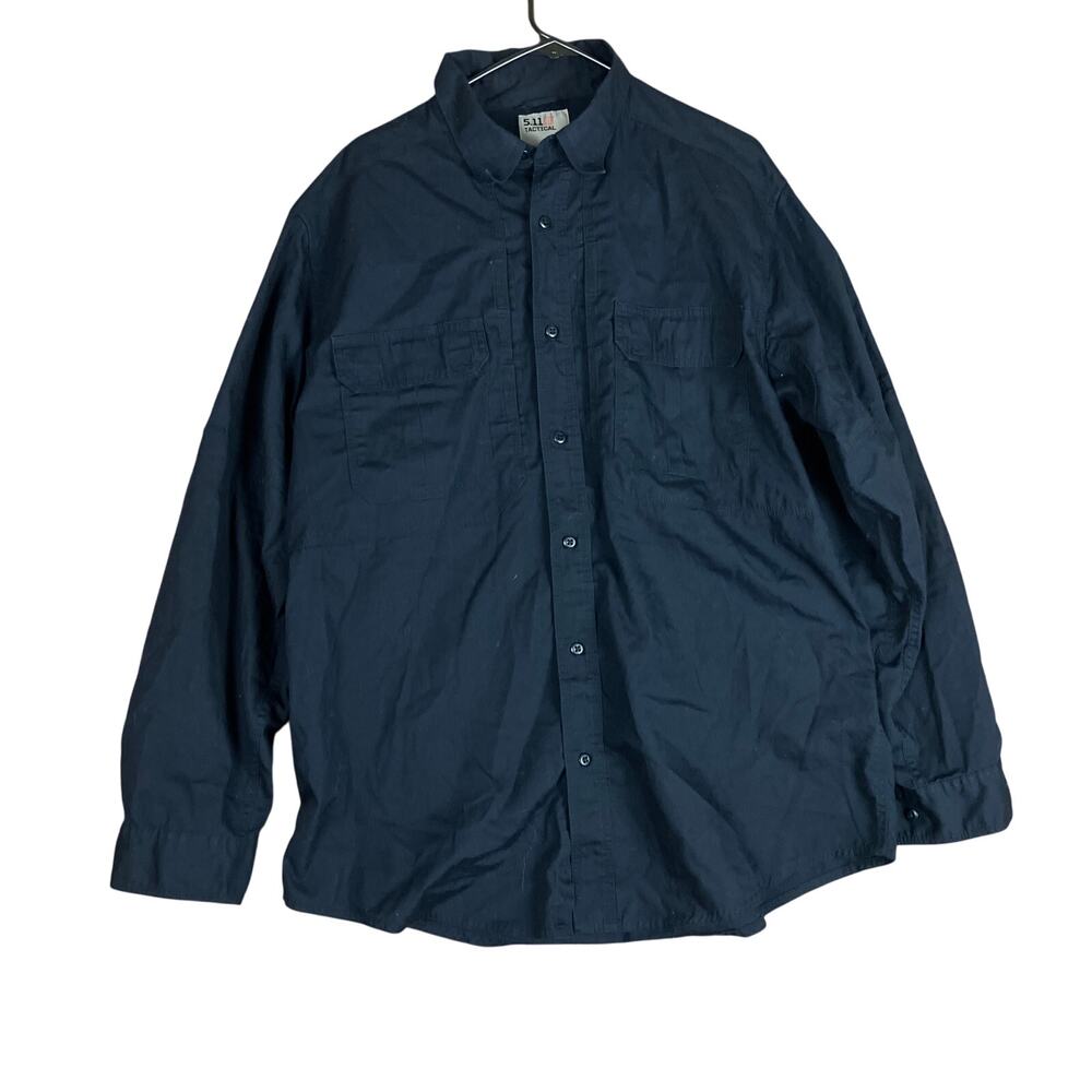 5.11 Tactical Mens Shirt Navy Blue Button Down Long Sleeve Pockets Vented Large